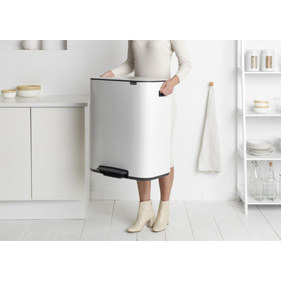 Brabantia Bo Pedaalemmer - 2x30 liter - 2 kunststof binnenemmers - wit