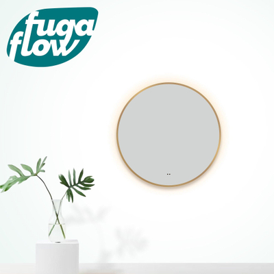 FugaFlow Eccelente Arredo Badkamerspiegel - rond - diameter 80cm - indirecte LED verlichting - spiegelverwarming - infrarood schakelaar - mat goud