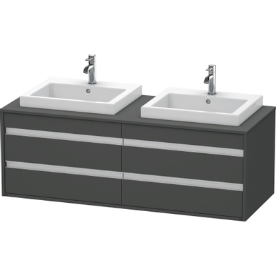 Duravit Ketho Wastafelonderkast 140x55.1x49.6cm Standaard greep wasbak links en rechts met softclose spaanplaat Grafiet Mat