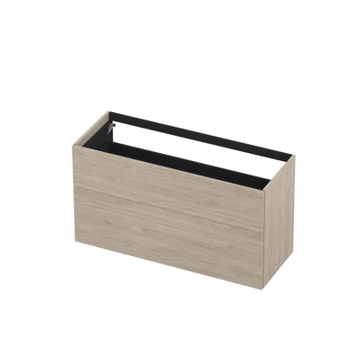 INK P2O Wastafelonderkast - 120x45x65cm - 2 lades - push 2 open - rechte opdekfronten MFC Ivoor eiken