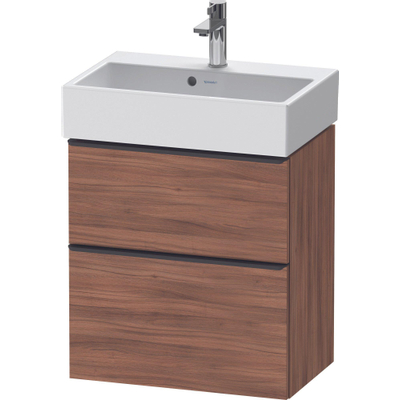 Duravit D-Neo wastafelonderkast 58.4x62.5x37.2cm 2 lades Noten Mat