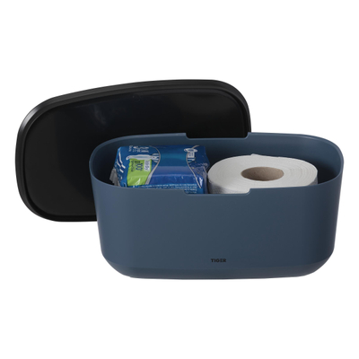 Tiger Tess Opbergbox met deksel vrijstaand Blauw Zwart