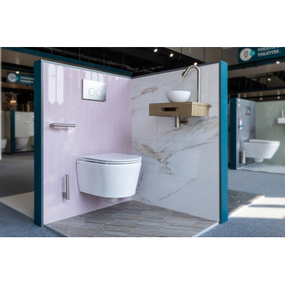 QeramiQ Push Metal Bedieningsplaat - voor Geberit UP320 inbouwreservoir -licht beschadigd dualflush - ronde knoppen - metaal RVS - OUTLET UDEN