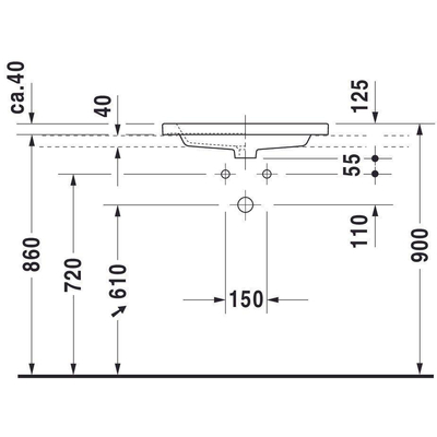 Duravit 2nd floor opbouwwastafel 60x43cm 1 kraangat wit