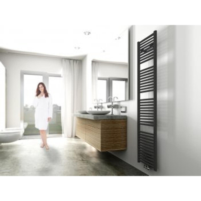 Wiesbaden Elara handdoekradiator mat zwart 1817x450 met onder aansluiting