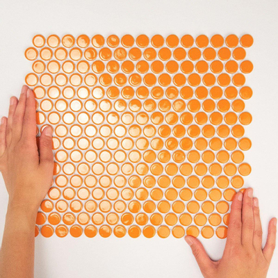 The Mosaic Factory Venice mozaïektegel - 31.5x29.4cm - wandtegel - Rond - Porselein Orange glans