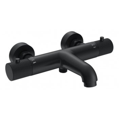 Wiesbaden Ribbd thermostatische badmengkraan hartafstand 15 cm mat zwart