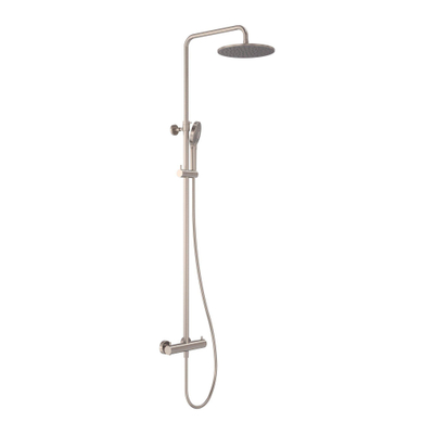 MAY Algemeen Regendoucheset opbouw met thermostaat incl. 3-standen handdouche en hoofddouche Ø 25cm Geborsteld nickel PVD