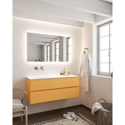 MONDIAZ VICA Badkamermeubelset - 120cm - 2 lades - wasbak Cloud links - 0 kraangaten - solid surface ocher