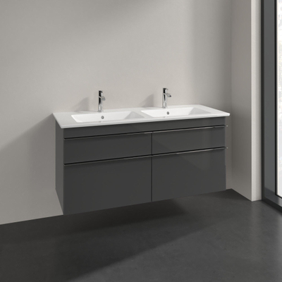 Villeroy & Boch Venticello wastafelonderkast 125.3x59cm 4x lade glossy grey