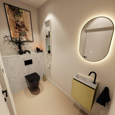 MONDIAZ TURE-DLUX 40cm toiletmeubel Oro. EDEN wastafel Opalo positie links. Met 1 kraangat.
