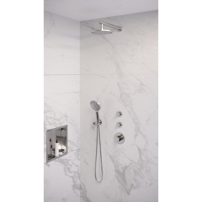 Brauer Chrome Edition Regendoucheset inbouw - hoofddouche 20cm - 3 gladde knoppen - rechte wandarm - handdouche rond 3 standen - chroom