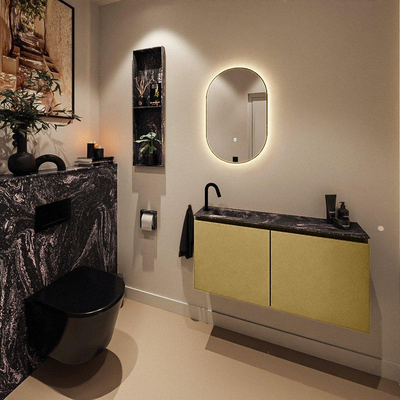 MONDIAZ TURE-DLUX 100cm toiletmeubel Oro. EDEN wastafel Lava positie links. Met 1 kraangat.