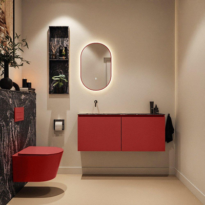 MONDIAZ TURE-DLUX 120cm toiletmeubel Fire. EDEN wastafel Lava positie links. Zonder kraangat.