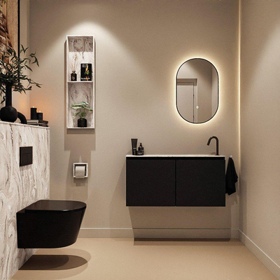 MONDIAZ TURE-DLUX 100cm toiletmeubel Urban. EDEN wastafel Glace positie rechts. Met 1 kraangat.
