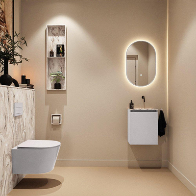 MONDIAZ TURE-DLUX 40cm toiletmeubel Cale. EDEN wastafel Glace positie rechts. Zonder kraangat.
