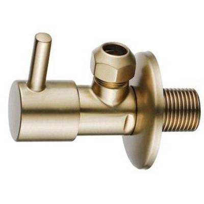 Fortifura Calvi Hoekstopkraan - haaks - 1/2" wandaansluiting - 3/8" / 10mm knel aansluiting slang - Geborsteld Messing PVD (Goud)