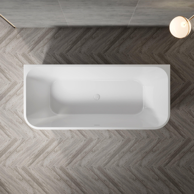 ZEZA Grand half vrijstaand bad - 180x80x58cm - met afvoer - acryl - glans wit