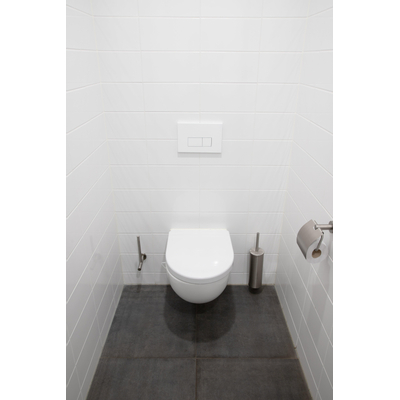 QeramiQ Push metal Bedieningsplaat Mat Wit met rechthoek dualflush frontbediening voor Geberit UP320 inbouwreservoir