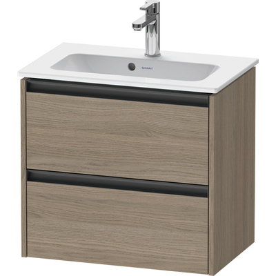 Duravit Ketho 2 wastafelonderbouwkast met 2 laden 61x39x54.9cm met grepen antraciet eiken terra mat