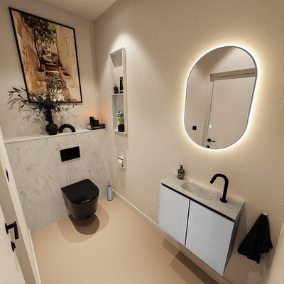 MONDIAZ TURE-DLUX 60cm toiletmeubel Plata. EDEN wastafel Opalo positie midden. Met 1 kraangat.