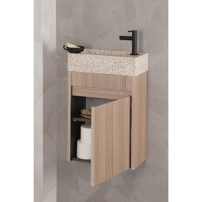 Differnz Hura L Fonteinkast - 40cm - links/rechts - rib - eiken