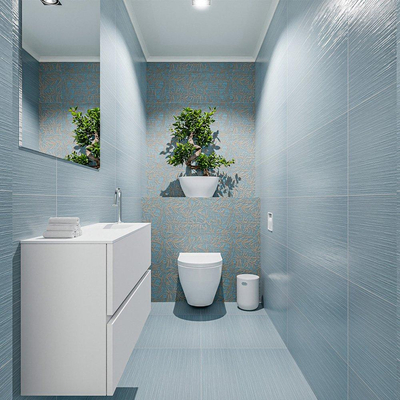 MONDIAZ ADA Toiletmeubel - 80x30x50cm - 1 kraangat - 2 lades - talc mat - wasbak rechts - Solid surface - Wit