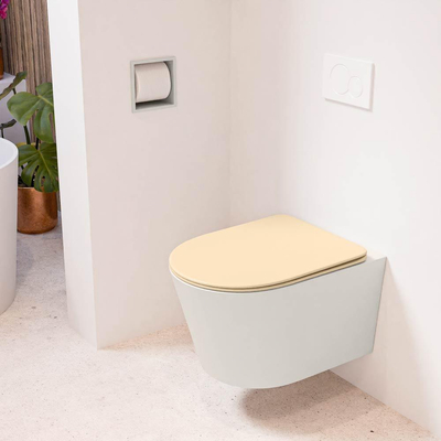 MONDIAZ LAVIE wandclosetpack - 36x53cm - diepspoel - rimless - Linen (offwhite) - softclose - quick-release - toiletzitting - Sand (beige)