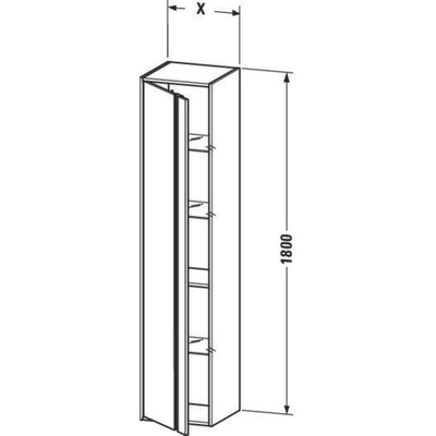 Duravit Ketho badkamerkast 40x36x180cm 1 deur Standaard greep Basalt