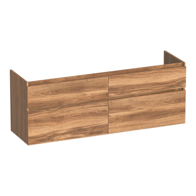 BRAUER Delight wastafelonderkast - 140x46x60cm - 4 softclose lades - greeploos - 2 sifon uitsparingen - Honey