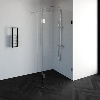 BRAUER Create Inloopdouche - 100x200cm - profielloos - 30cm - draaibare zijwand - antikalk - 8mm veiligheidsglas - chroom