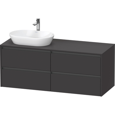 Duravit Ketho 2 wastafelonderbouwkast incl. consoleplaat met 4 laden voor waskom links 140x55x56.8cm met handgrepen antraciet grafiet supermat