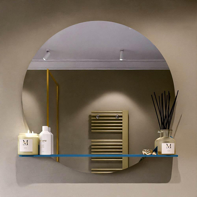 Mondiaz SPOT Badkamerspiegel - rond 90cm - spiegelplanchet - kleur Jeans