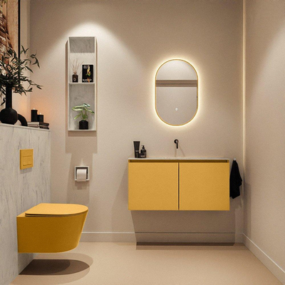 MONDIAZ TURE-DLUX 100cm toiletmeubel Ocher. EDEN wastafel Opalo positie midden. Zonder kraangat.