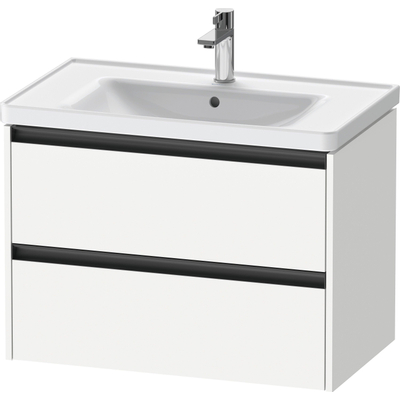 Duravit Ketho 2 wastafelonderbouwkast met 2 laden 78.4x45.5x54.9cm met grepen antraciet wit mat