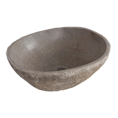 Saniclass Waskom River Stone 42cm rond Natuursteen grijs natuursteen OUTLET