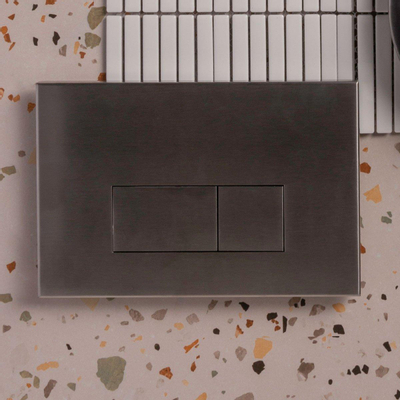 QeramiQ Push Metal Bedieningsplaat - voor Geberit UP320 inbouwreservoir - dualflush - rechthoekige knoppen - metaal gunmetal