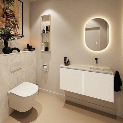 MONDIAZ TURE-DLUX 100cm toiletmeubel Talc. EDEN wastafel Ostra positie rechts. Zonder kraangat.