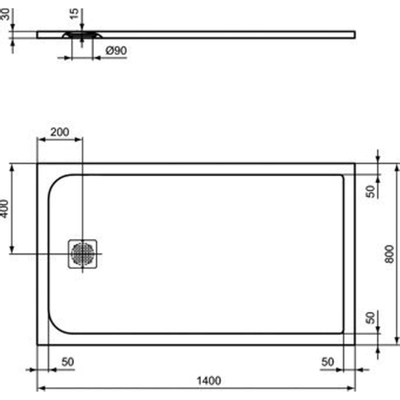 Ideal Standard Ultraflat Solid douchebak rechthoekig 140x80x3cm betongrijs