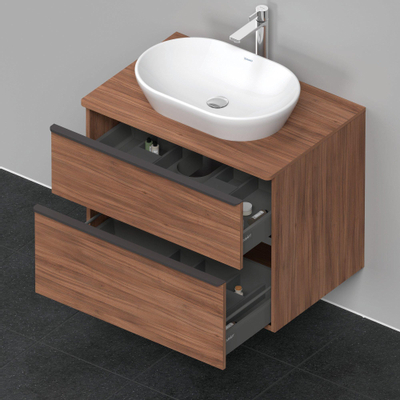 Duravit D-Neo wastafelonderkast 80x66.4x55cm 2 lades Noten Mat