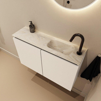 MONDIAZ TURE-DLUX 80cm toiletmeubel Talc. EDEN wastafel Ostra positie rechts. Met 1 kraangat.
