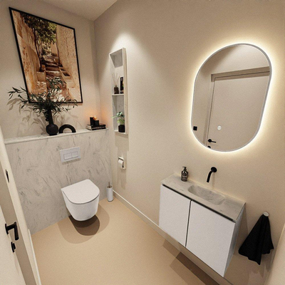 MONDIAZ TURE-DLUX 60cm toiletmeubel Linen. EDEN wastafel Opalo positie rechts. Zonder kraangat.