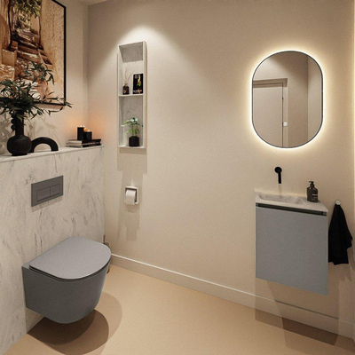 MONDIAZ TURE-DLUX 40cm toiletmeubel Smoke. EDEN wastafel Opalo positie links. Zonder kraangat.