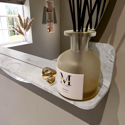 Mondiaz SPOT Badkamerspiegel - rond 90cm - spiegelplanchet - kleur Glace