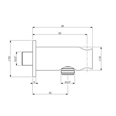 Napoliwandaansluitbocht met houder1/2Chroom
