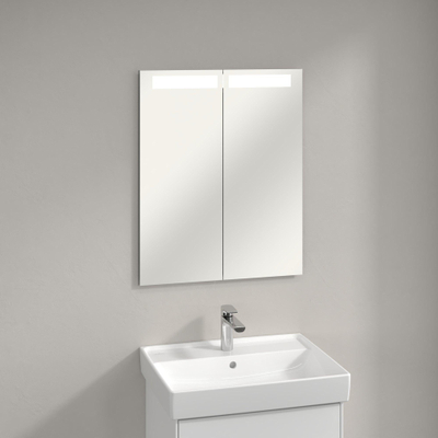 Villeroy & Boch My View In inbouw spiegelkast met LED verlichting 3 voudig dimbaar met 2 deuren 60.1x74.7x10.7cm
