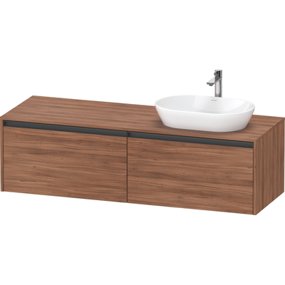 Duravit Ketho 2 wastafelonderbouwkast incl. consoleplaat met 2 laden voor waskom rechts 160x55x45.9cm met handgrepen antraciet noten mat