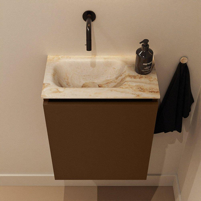MONDIAZ TURE-DLUX 40cm toiletmeubel Rust. EDEN wastafel Frappe positie links. Zonder kraangat.