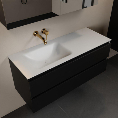 Mondiaz Aivy badmeubelset - 120x45x50cm - 0 kraangaten - 1 wasbak talc Solid surface - Links - 2 lades - Met spiegelkast - MDF Urban