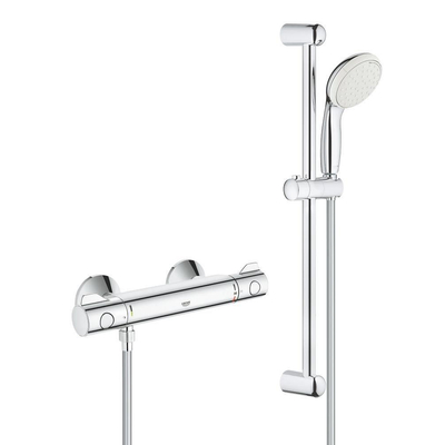 GROHE Grohtherm-800 comfortset met douchekraan thermostatisch met koppelingen met New Tempesta glijstangcombinatie 60cm chroom/wit OUTLETSTORE